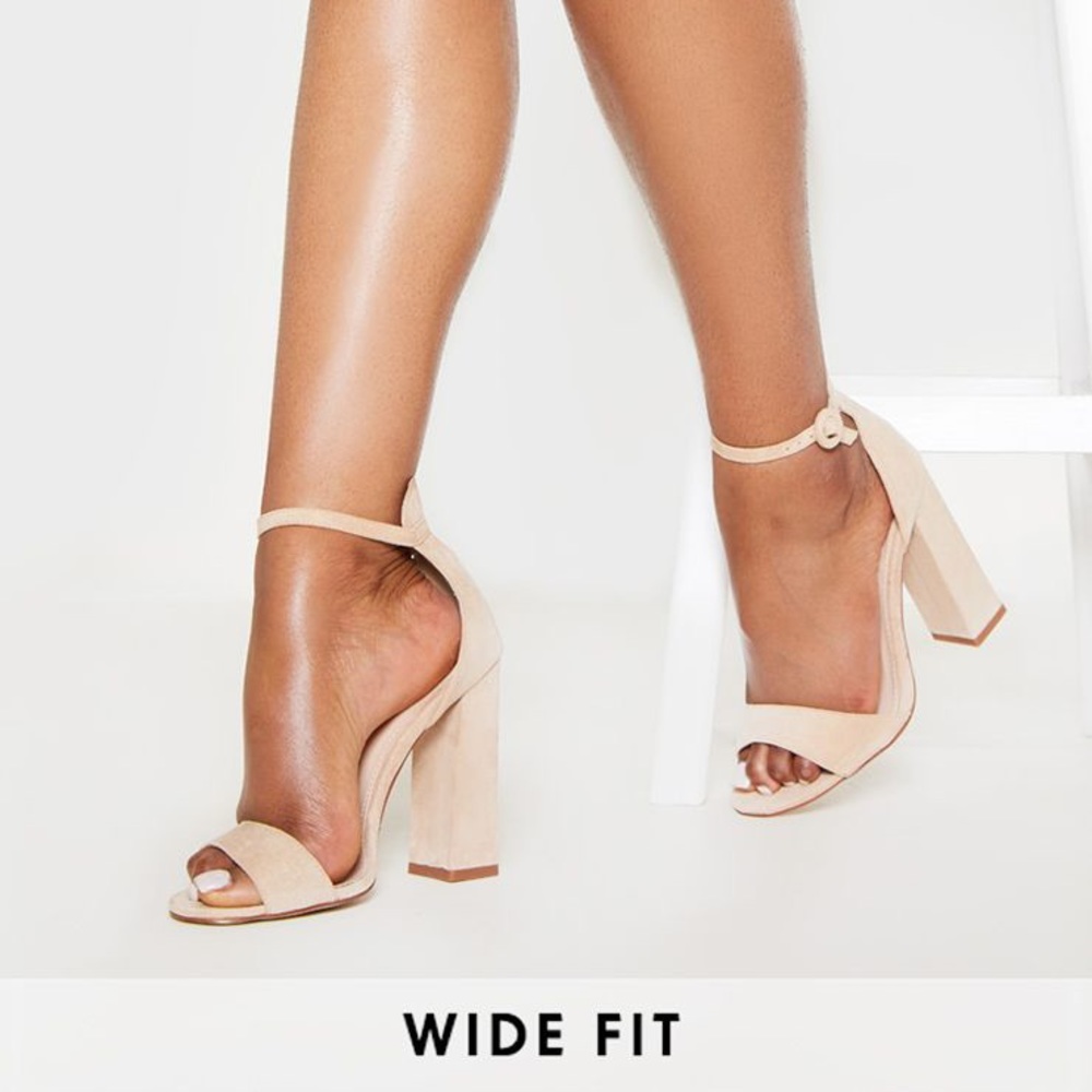 Nude Wide Fit High Block Heel Sandal